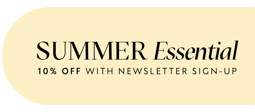 Promotional banner with 'Extra 10% Off with Newsletter Signup' text on a beige background