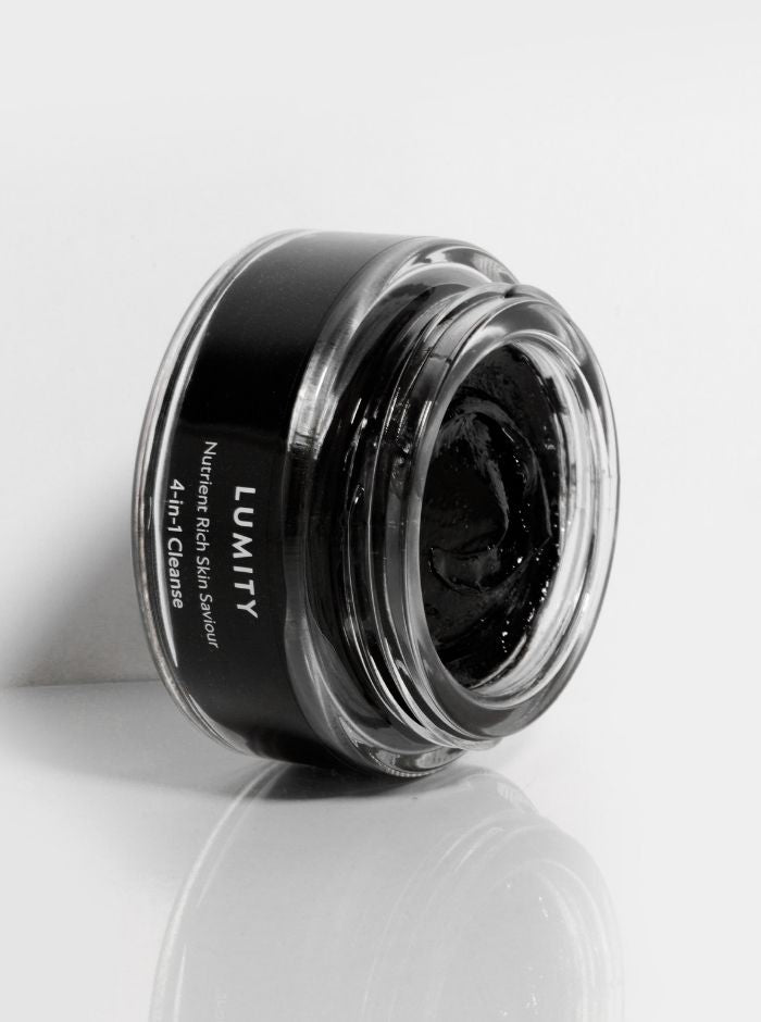 Lumity skincare product jar on a white background