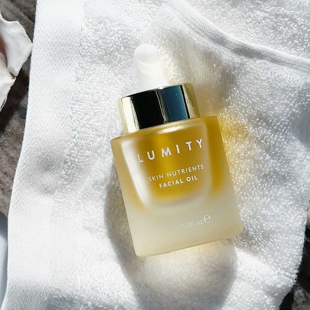 Lumity Skin Nutrients Facial Oil on towel