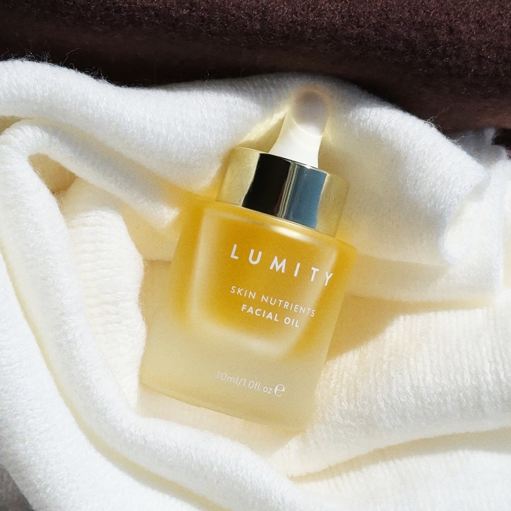 Lumity Skin Nutrients Facial Oil on towel