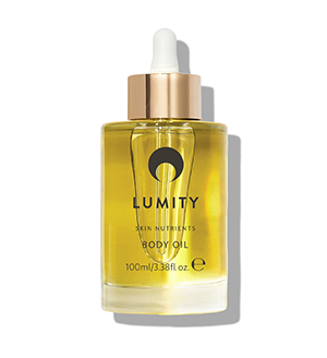 Lumity Skin Nutrients Body Oil on a white background
