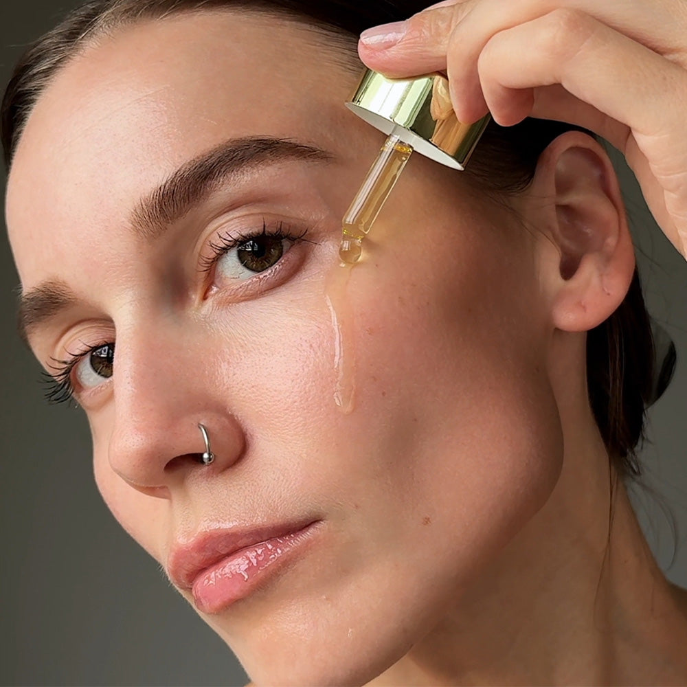 Lumity Skin Nutrients Facial Oil on skin close up