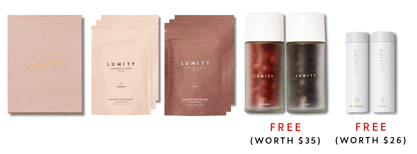 Lumity Female Supplement 12 Week Starter Kit with Free Travel Cases